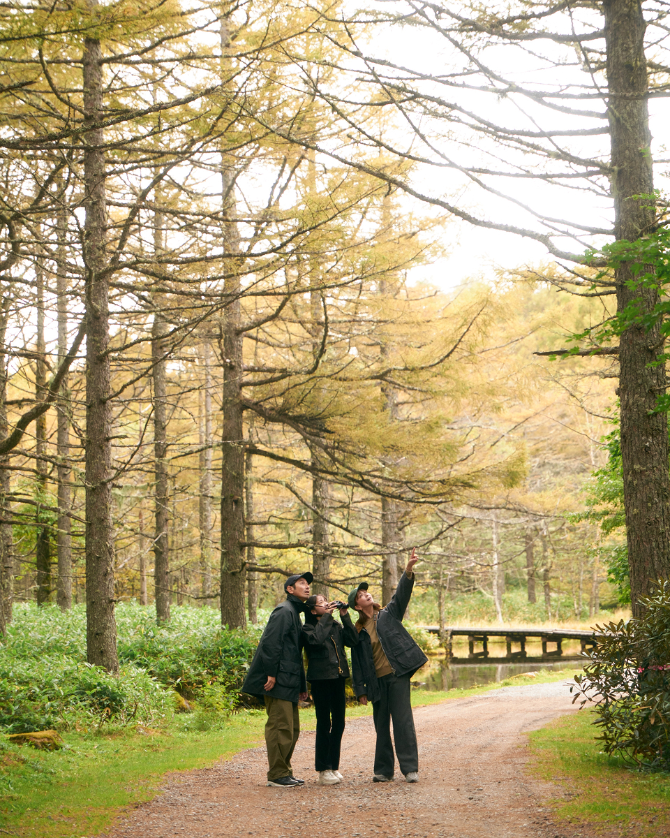 蓼科山と肥野さん家族
