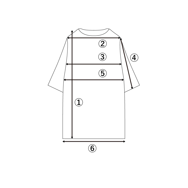 DRESS ドレス(襟付きなし)のサイズガイド